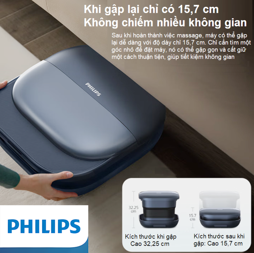 HÀNG CHÍNH HÃNG - Bồn ngâm chân, kiêm máy massage chân tự động. Thương hiệu Hà Lan cao cấp Philips - PPM5104F