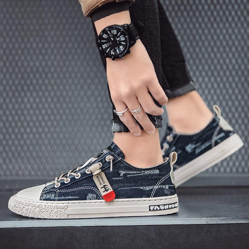 Giày Nam, Giày Sneaker Nam Vải Bò Rách, Đế Khâu Cực HOT 2021