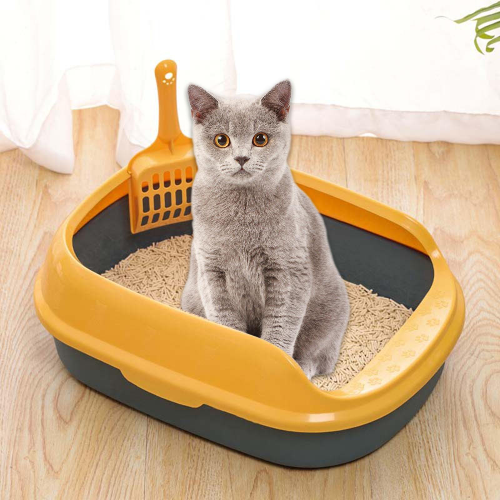 Cat Litter Box Pet Litter Tray Kitten Pan Toilet Shovel Bedpan Blue