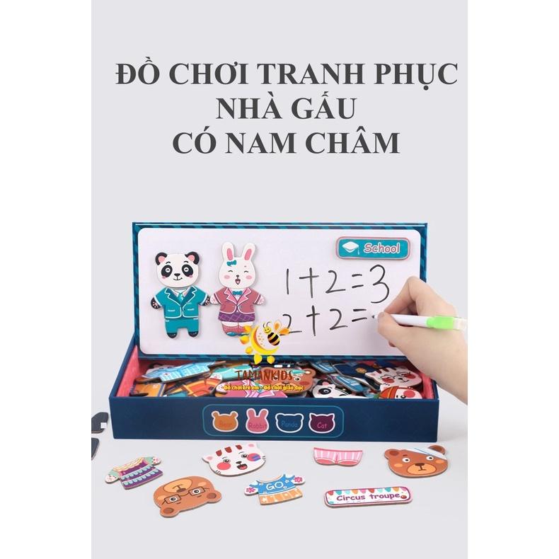 Đồ Chơi Ghép Hình Cho Bé Bộ Đồ Chơi Thay Trang Phục Gia Đình Nhà Gấu Thỏ Bằng Gỗ Cho Bé Thỏa Sức Sáng Tạo