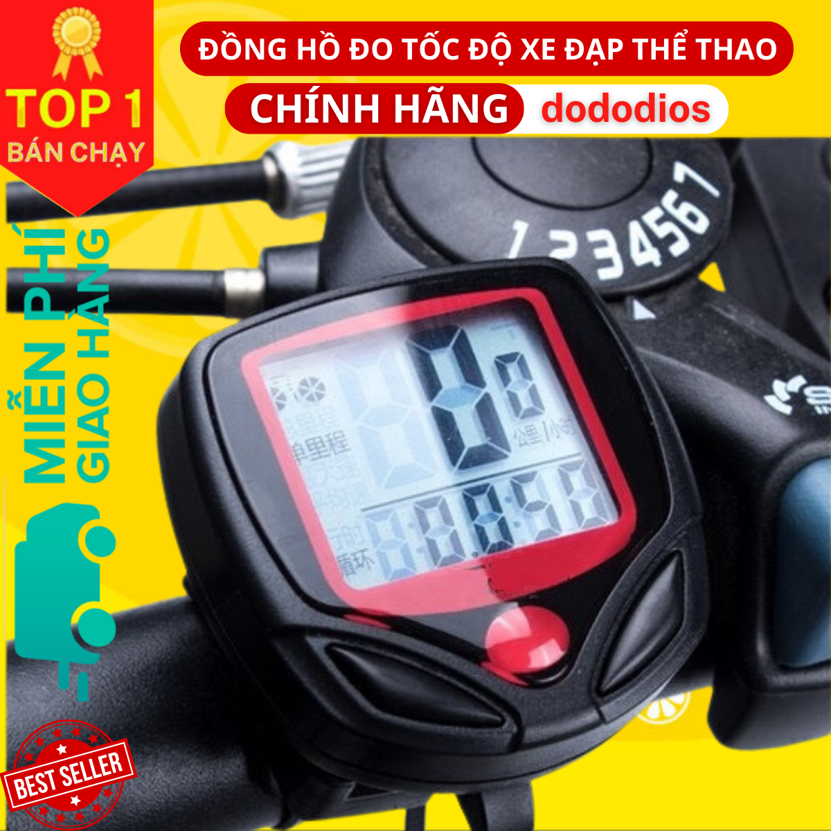 Xe Đạp Đồng Hồ Tốc Độ Máy Tính Với Màn Hình LCD Hiển Thị Kỹ Thuật Số, Xe Đạp Đo Dặm Speedometer Không Thấm Nước Có Dây Đồng Hồ Bấm Giờ, Phụ Kiện Xe Đạp - Hàng chính hãng dododios