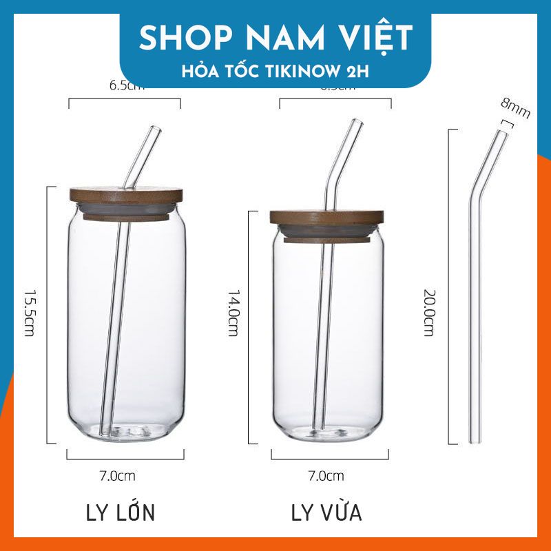 Ly Thủy Tinh Chịu Nhiệt Đựng Cà Phê Cold Brew, Sinh Tố và Các Loại Thức Uống Lạnh