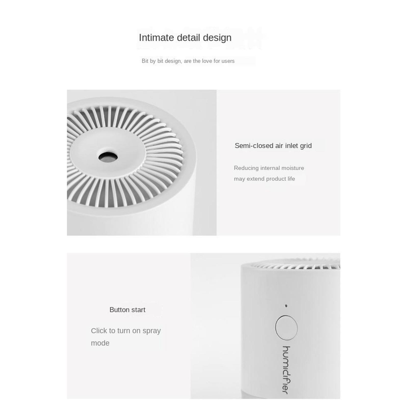 USB Humidifier, 300ml Mini Portable Humidifier, Quiet Air Humidifier with 7-Color LED Night Light, Color Changing, Suitable for Home, Baby Room, Car