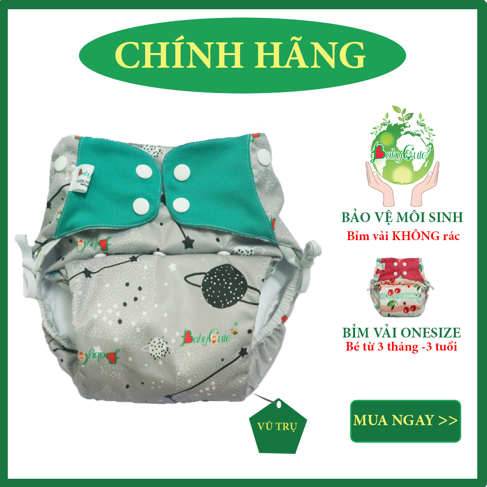 Tã vải BabyCute ban Đêm Siêu chống tràn - Mua 2 bộ tã size L (14-24kg) - Tặng 2 Khẩu trang vải 3D - Giao mẫu ngẫu nhiên