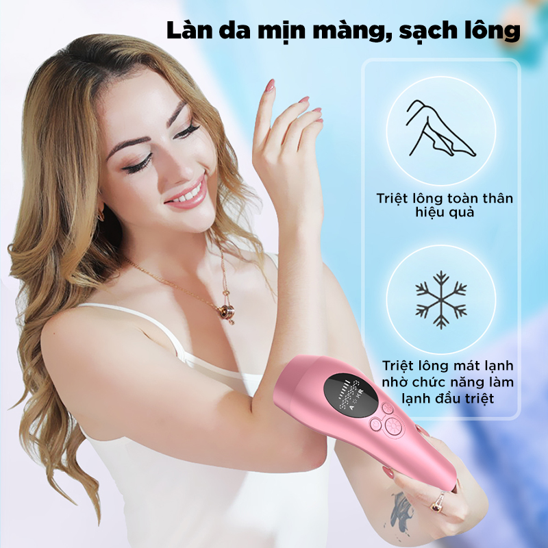 Máy Triệt Lông Lạnh IR01, Máy Triệt Lông Mini Vĩnh Viễn Đa Năng Tại Nhà, Triệt Bikini Nách Toàn Thân 8 Cấp Độ Vô Hạn Xung