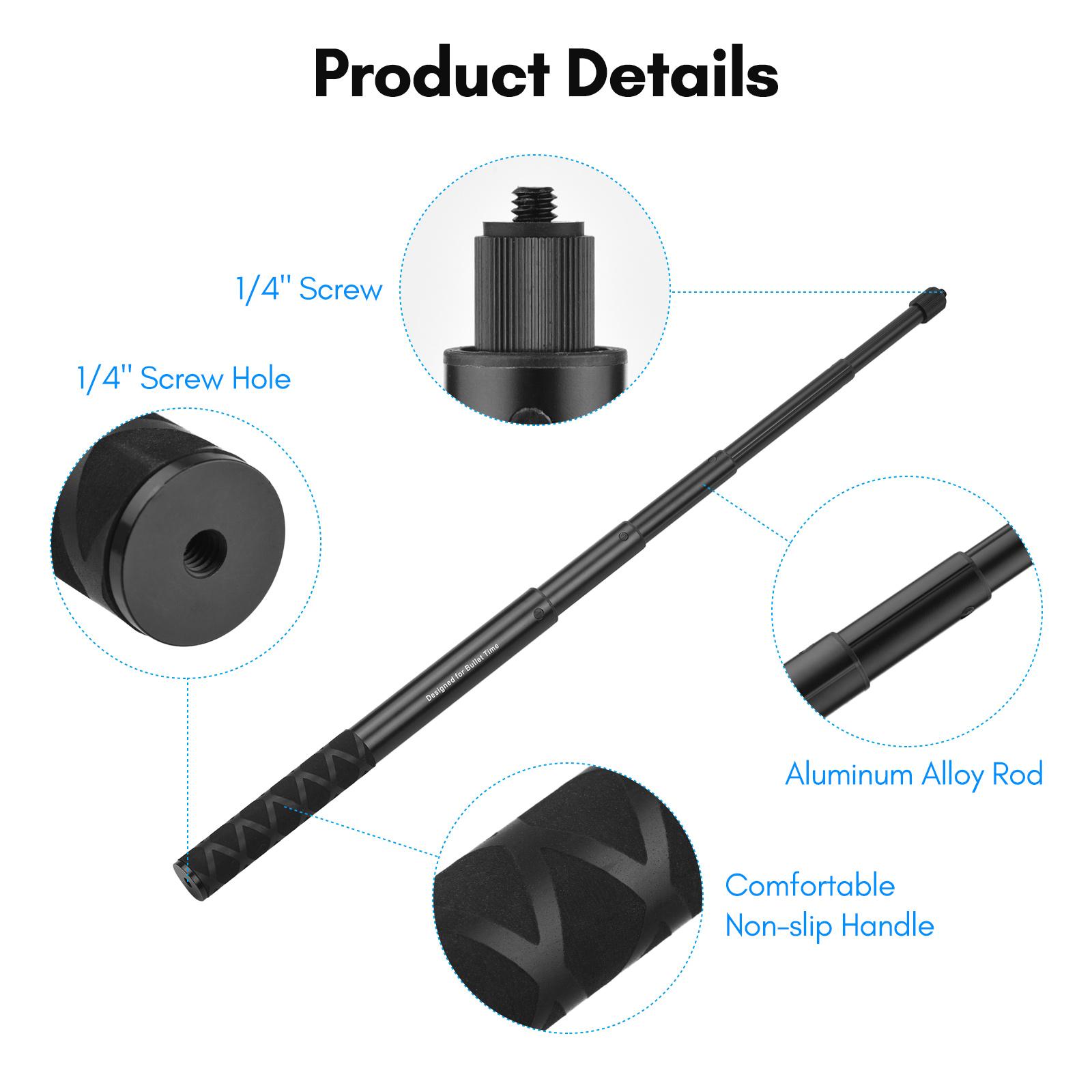 Motorcycle Bike Invisible Selfie Stick Handlebar Mount Bracket with 1/4 Inch Screw Flexible Handlebar Mount Clamp