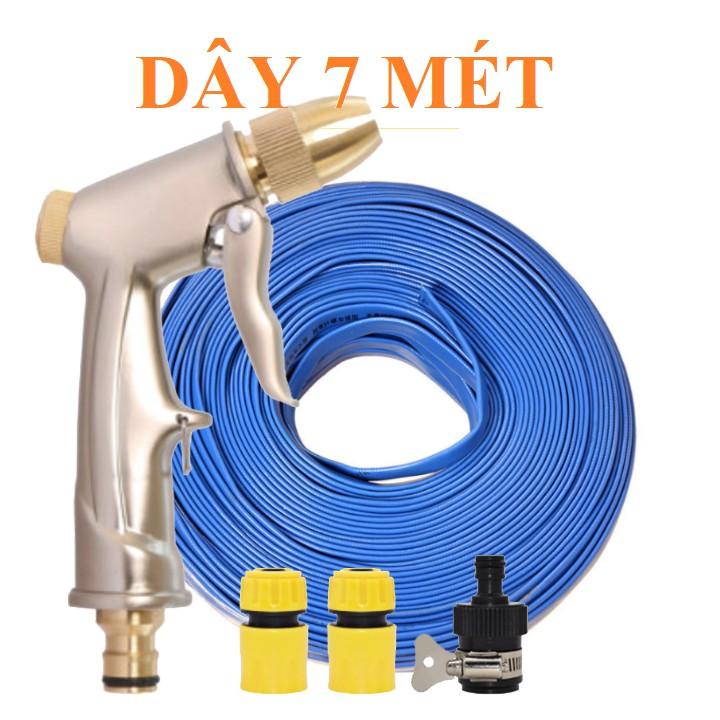 Bộ dây vòi xịt nước rửa xe, tưới cây . tăng áp 3 lần, loại 7m, 10m 206701-1 đầu đồng, cút, + tặng khăn phượt