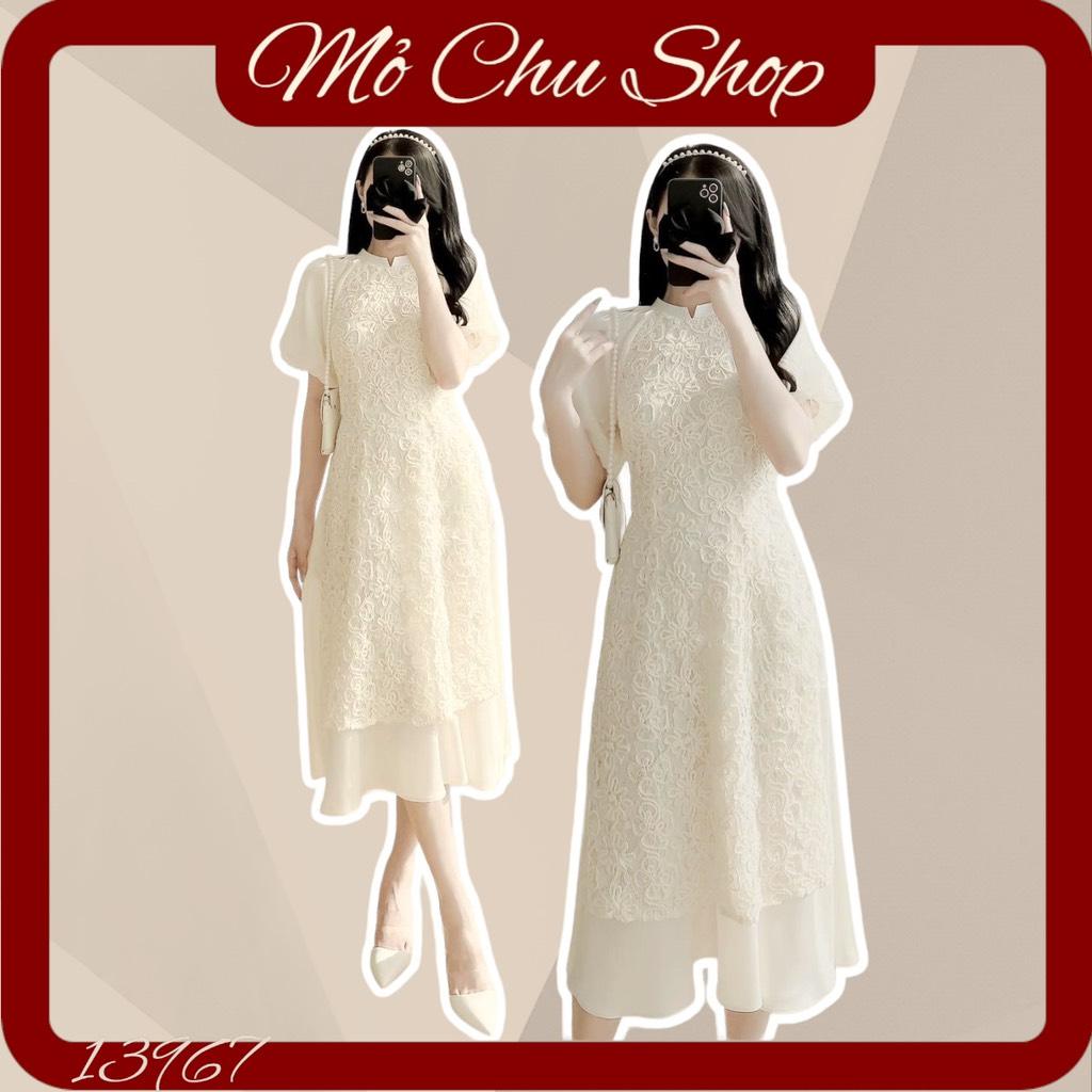 SET ÁO DÀI REN CHÂN VÁY VOAN 13967