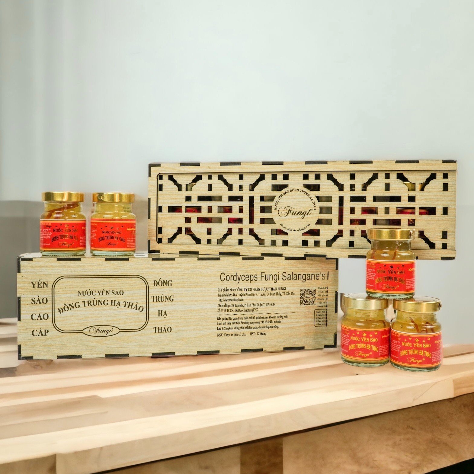 Yến Sào Đông Trùng Hạ Thảo Fungi Hộp Gỗ