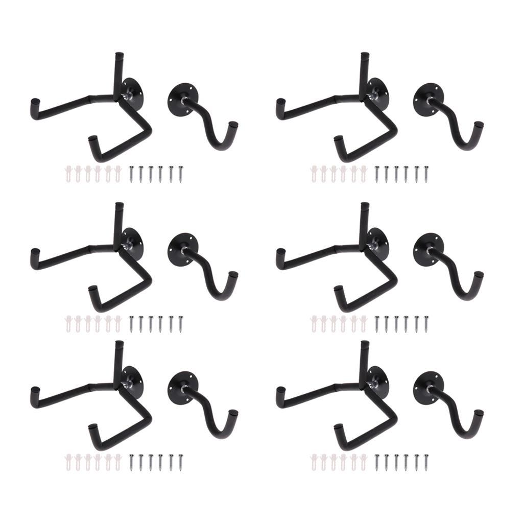 6Sets Horizontal Acoustic Electric Guitar Mount Holder Black Musical