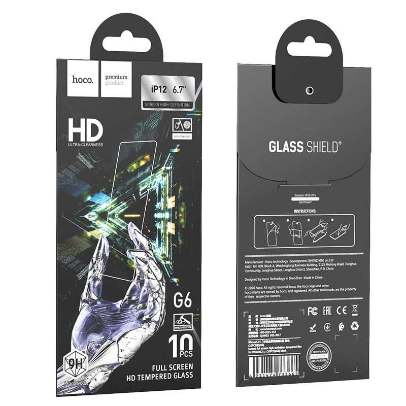 Kính cường lực Hoco độ cứng 9H độ nhạy cảm ứng cao , hạn chế bám vân tay cho iPhone 12 Pro Max - Hàng chính hãng