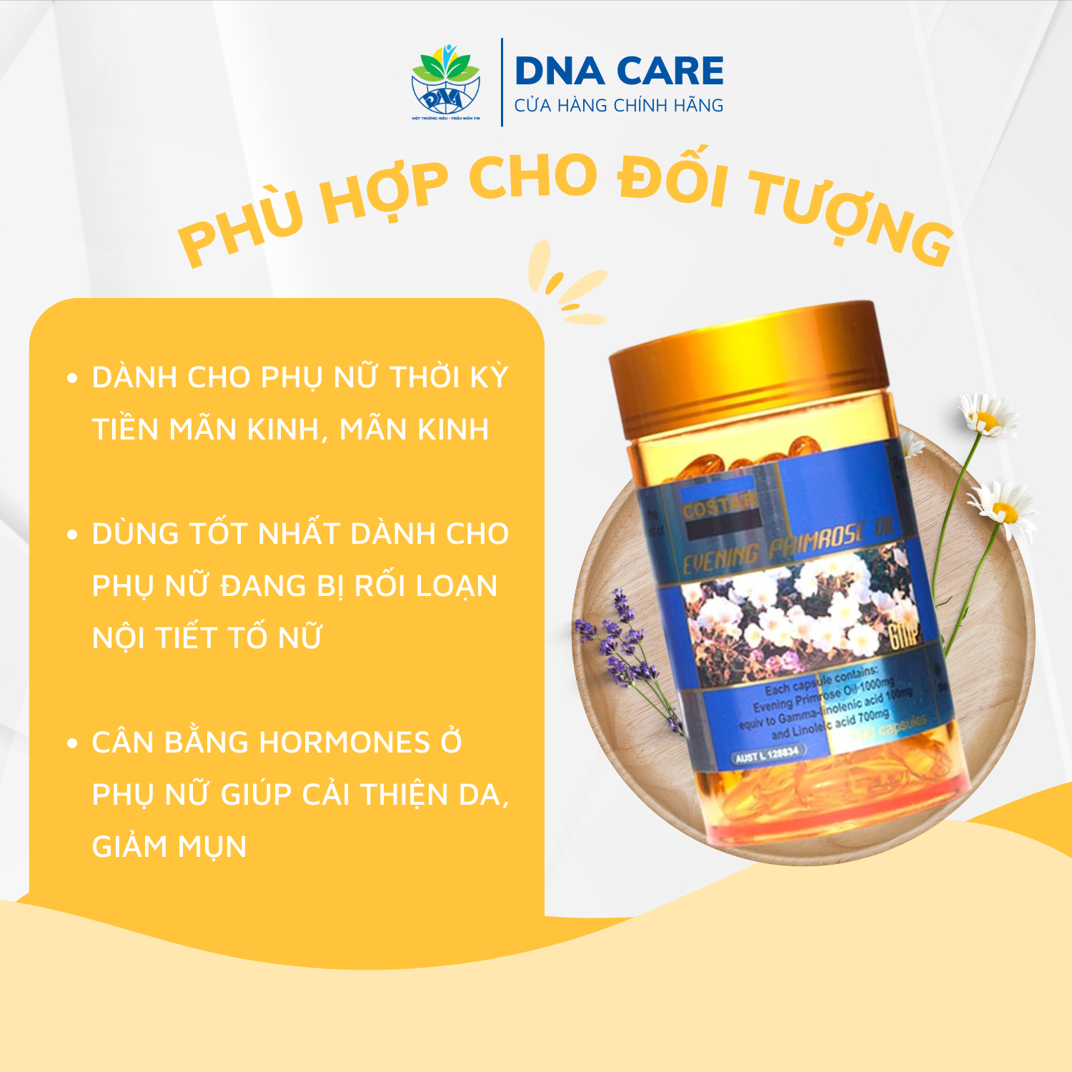 Viên uống nội tiết tố hoa anh thảo Costar Evening Primrose Oil hộp 100 viên