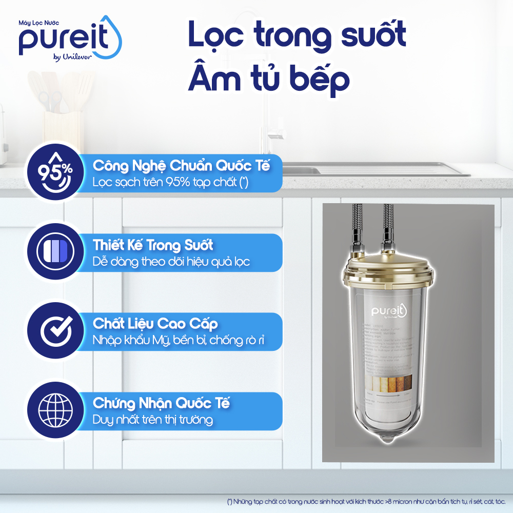Lọc Thô Trong Suốt Âm Tủ Bếp Pureit, Hàng chính hãng