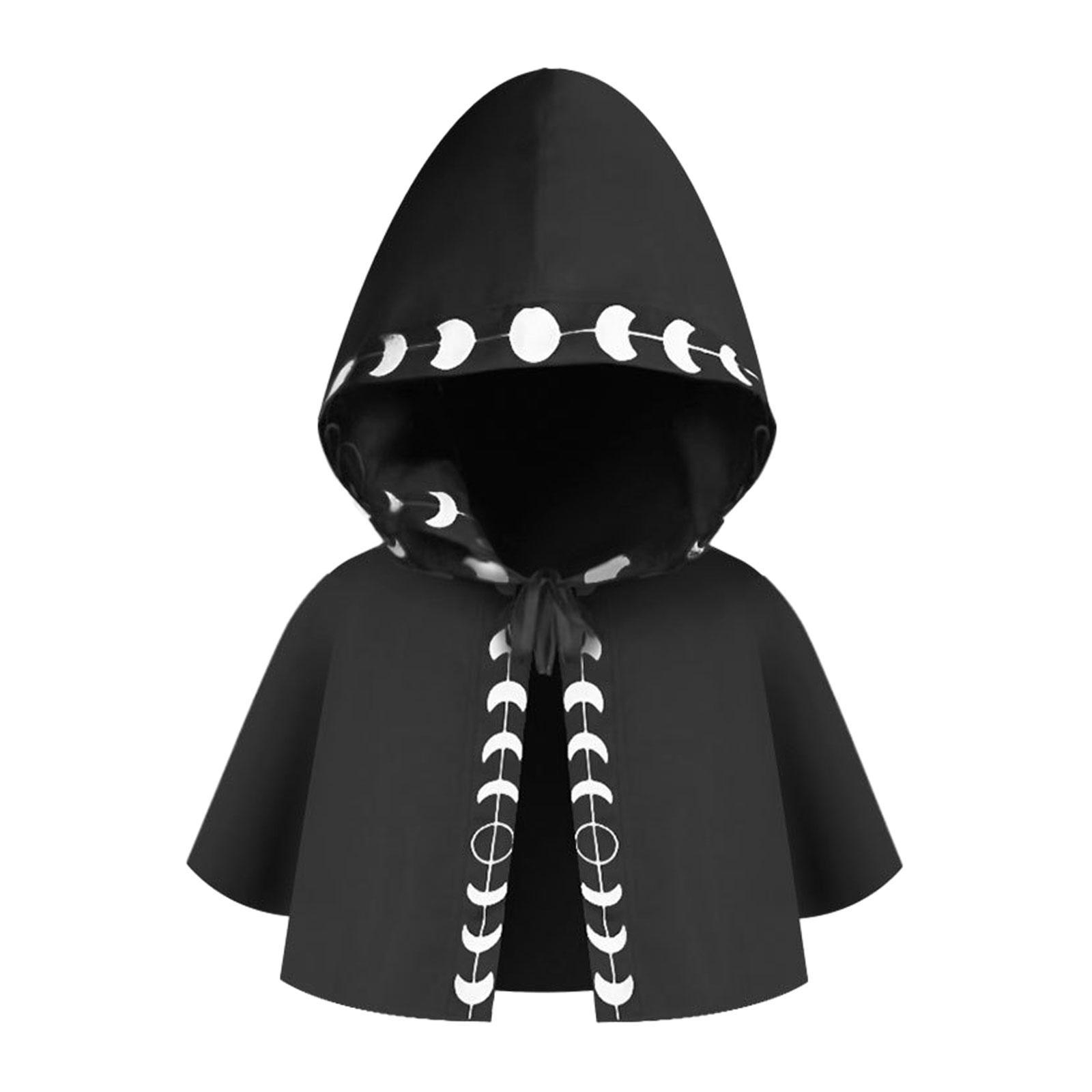 Halloween Cloak Cosplay Cape Witch Cowl Hat Photo Prop Medieval Hooded Cloak