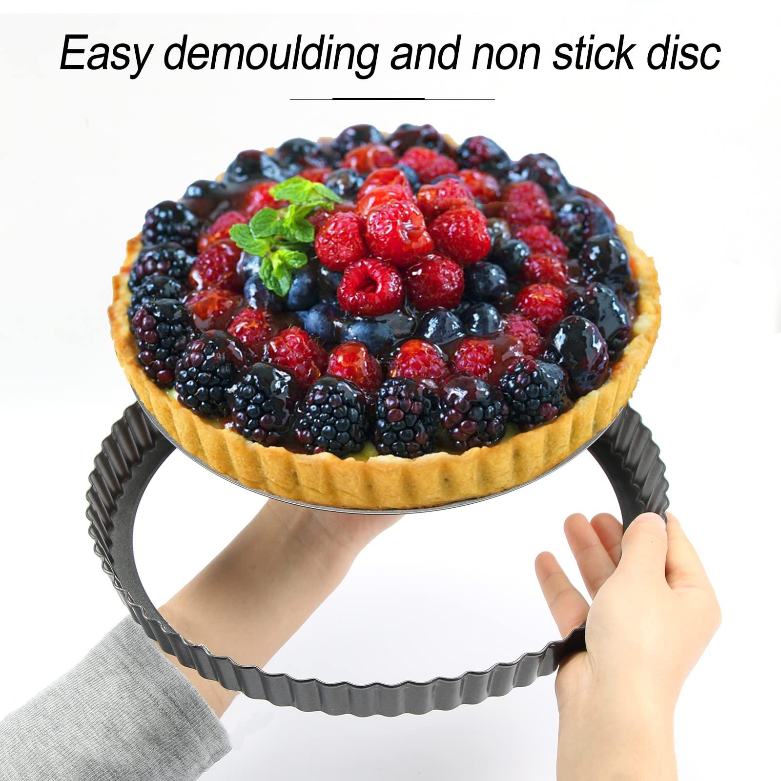 Chảo bánh Tart, Chảo Quiche, Chảo Bánh Tròn, Chảo Tart Răng Cưa Chống Dính Có Thể Tháo Rời, Phủ Chống Dính, Thép Carbon, 22cm