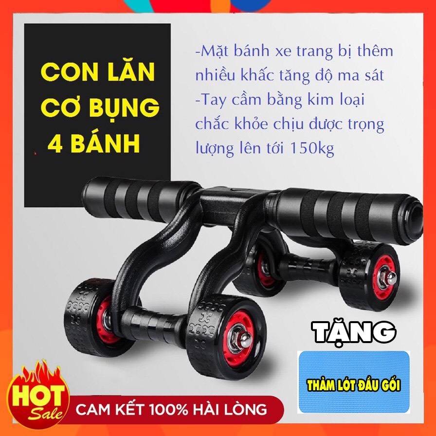 Con Lăn Tập Bụng, Con Lăn 4 Bánh Tập Cơ Bụng Hiệu Quả, Dụng Cụ Tập Gym Tại Nhà