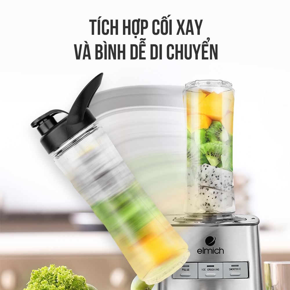 Máy Xay Sinh Tố Cối Thủy Tinh Elmich BLE-1849 (1200W - 1,5L) - Hàng Chính Hãng