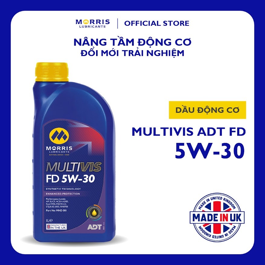 Dầu Nhớt Ô Tô Cao Cấp Cho Động Cơ Xăng và Diesel - Morris Lubricants Multivis ADT FD 5W-30 / Can 1L