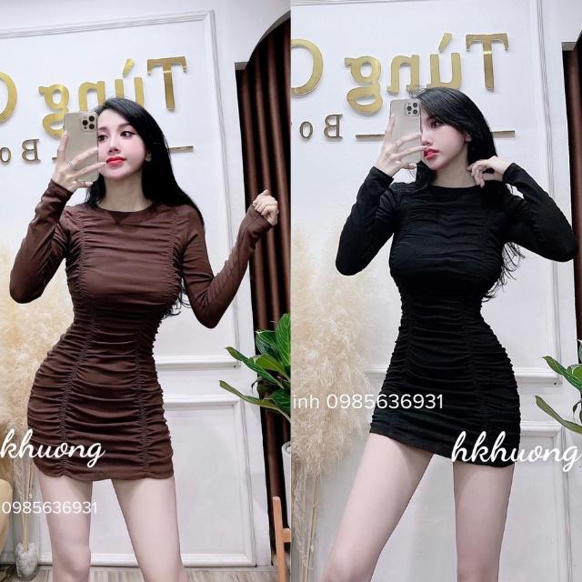 Đầm dự tiệc, Váy nhún con sâu ôm dáng sexy - December Fashion