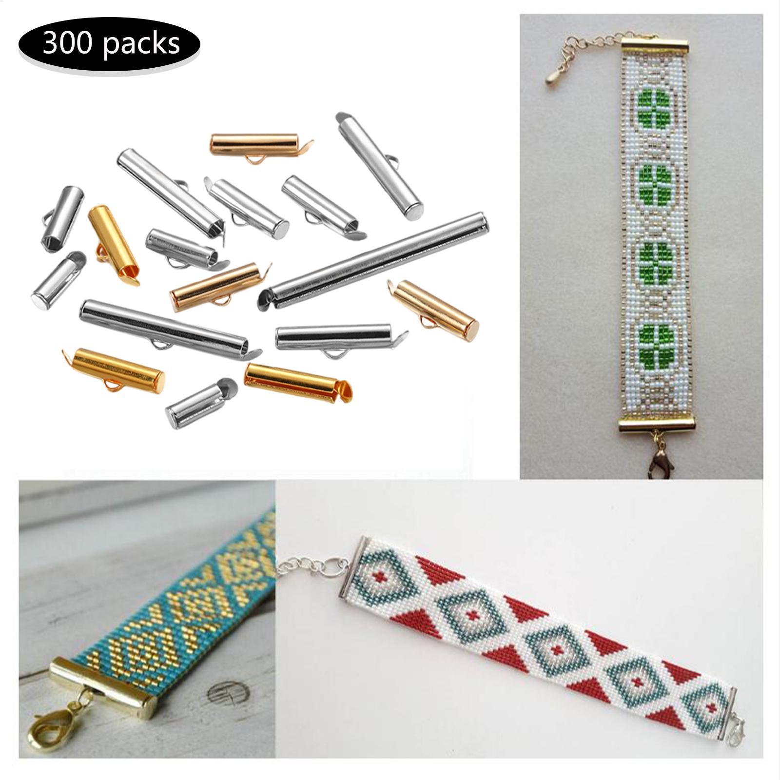 Slide on End Clasp Tubes Slider End Caps Slider Clasp for DIY Earrings Chokers Accessories