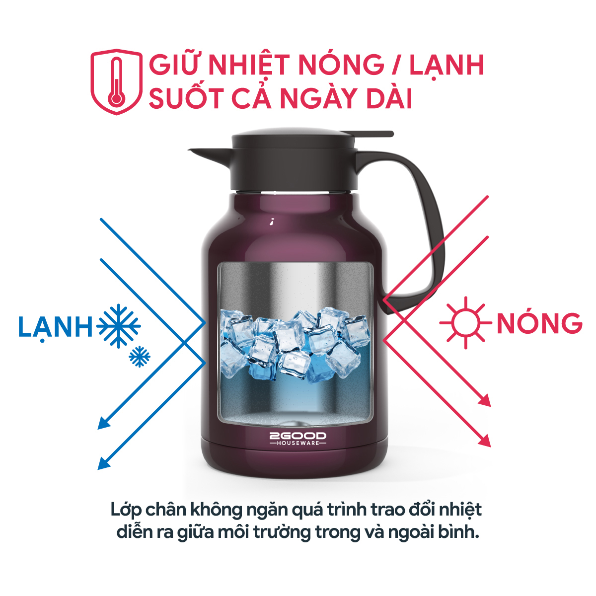 Bình Giữ Nhiệt, Pha Trà 2GOOD B16 1.8 Lít - Bình Ủ Giữ Nhiệt Nóng Lạnh Suốt 24h