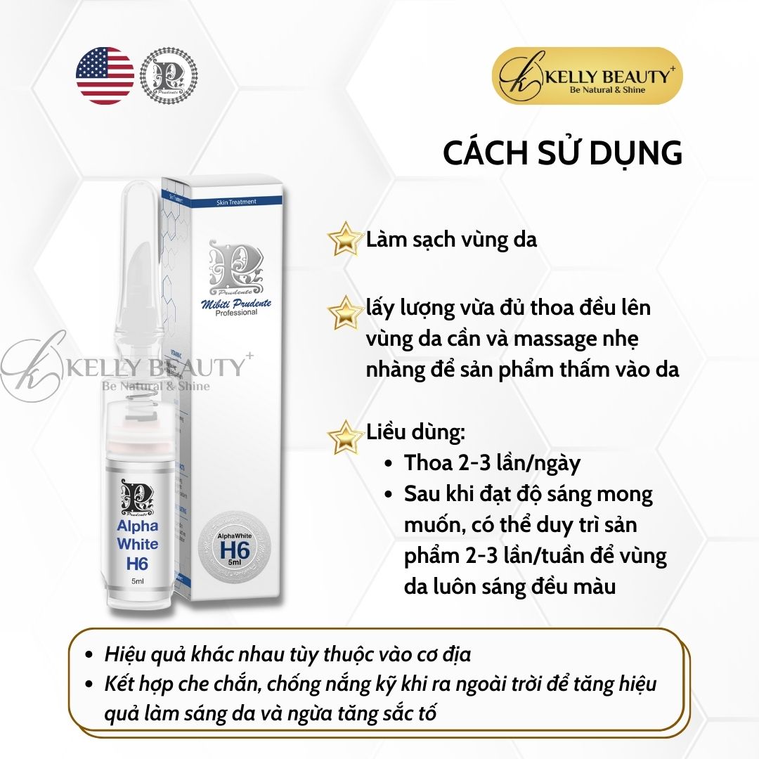 Kem Dưỡng Mibiti Prudente Alphawhite H6 - Cải Thiện Vùng Da Tăng Sắc Tố, Mờ Thâm Sạm Nám - Kelly Beauty