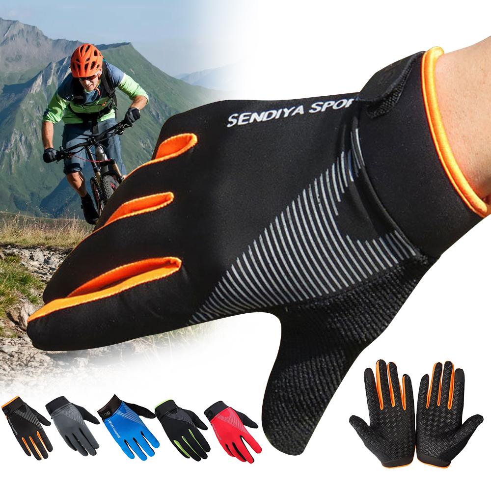 Găng Tay Xe Đạp Chống Trượt Màn Hình Cảm Ứng Găng Tay Xe Đạp Thể Thao Chống Sốc Mtb Road Full Ngón Găng Tay Xe Đạp Thoáng Khí Cho Nam Nữ Color: black orange Size: L