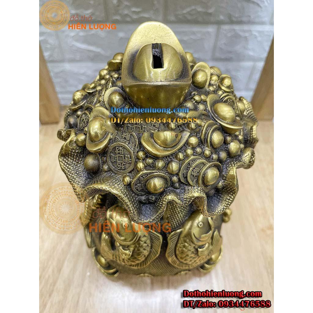 Túi Đựng Tiền Cá Chép Vàng Tài Lộc Bằng Đồng Phong Thủy Cao 20cm