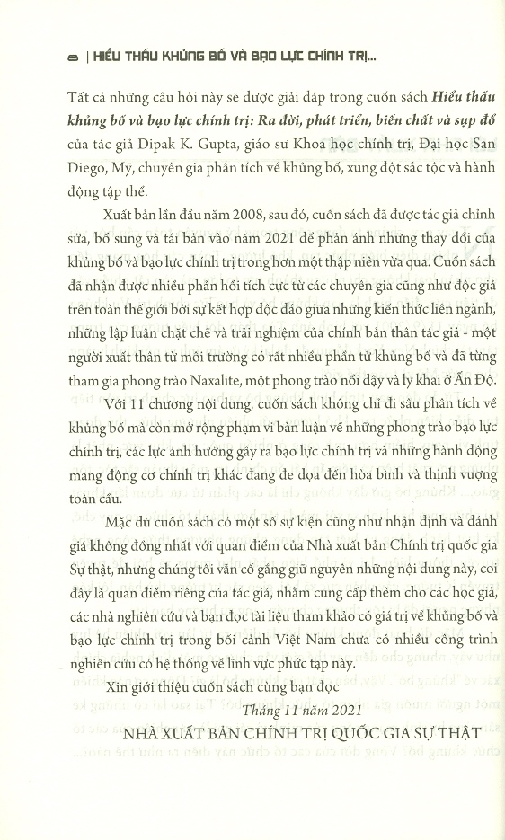 Hiểu Thấu Khủng Bố Và Bạo Lực Chính Trị - Ra Đời, Phát Triển, Biến Chất Và Sụp Đổ