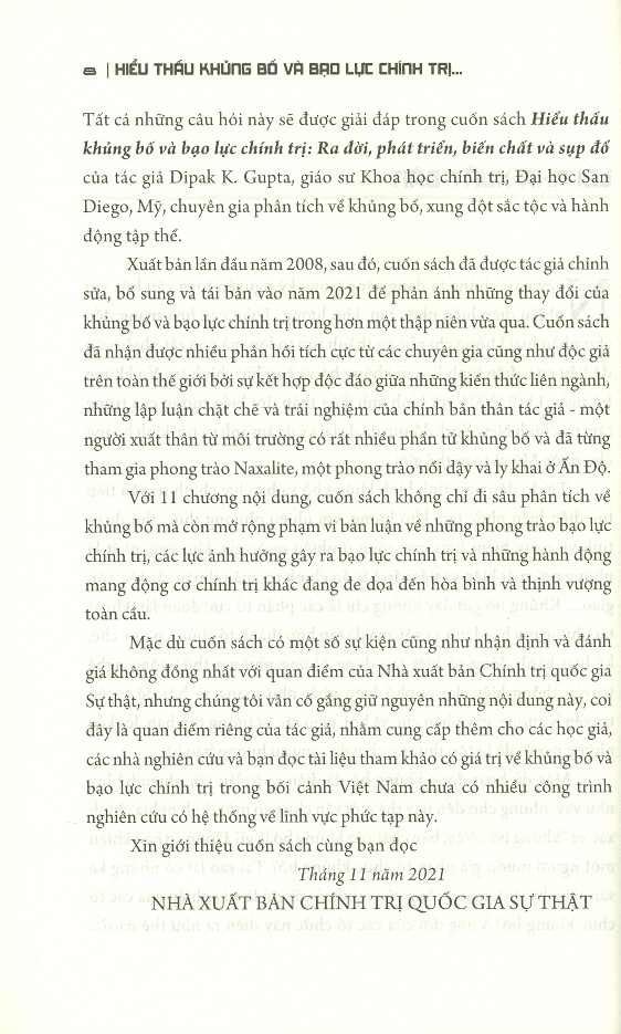 Hiểu Thấu Khủng Bố Và Bạo Lực Chính Trị - Ra Đời, Phát Triển, Biến Chất Và Sụp Đổ (Sách tham khảo)