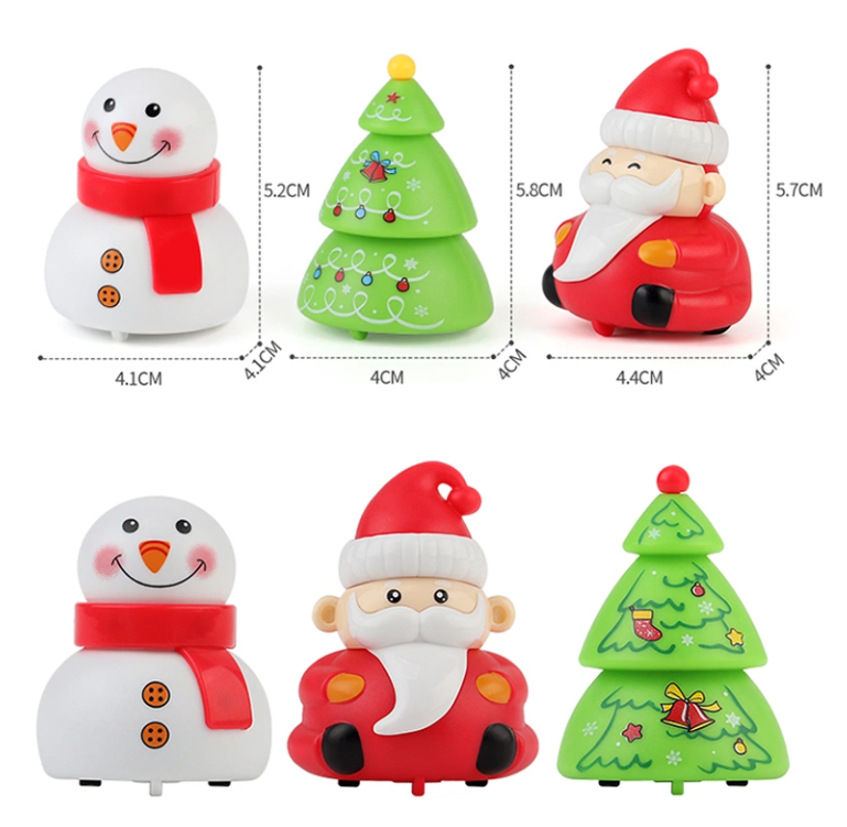 Mini Santa Claus Snowman hình xe chạy thủ công băng trớn ngược đồ chơi trẻ em, Cây thông người tuyết ông già Noel xe đồ chơi chạy thủ công kéo giáng sinh