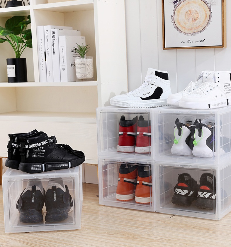 Combo 4 hộp đựng giày sneaker cửa mở nam châm , trọng lượng 1000gr, tháo lắp dễ dàng | tặng kèm gói hút ẩm