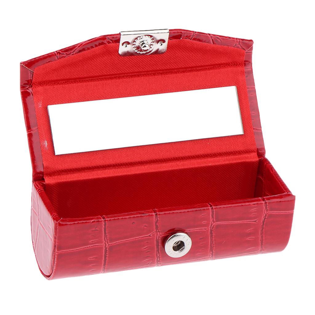 Durable Soft Leather Lipstick Case Holder Organizer Bag for Purse Cosmetic Storage Kit With Mirror