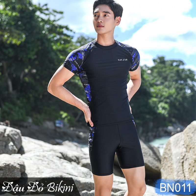 Bộ bơi nam cộc tay quần sooc đùi thể thao khỏe khoắn, chất bơi thun lạnh Spandex cao cấp dày đẹp, co giãn đa chiều | BN011