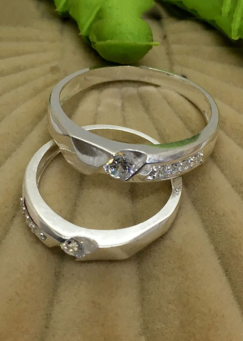 Nhẫn đôi hạnh phúc trọn đờichất liệu bạc 925 không xi mạ     QTND6