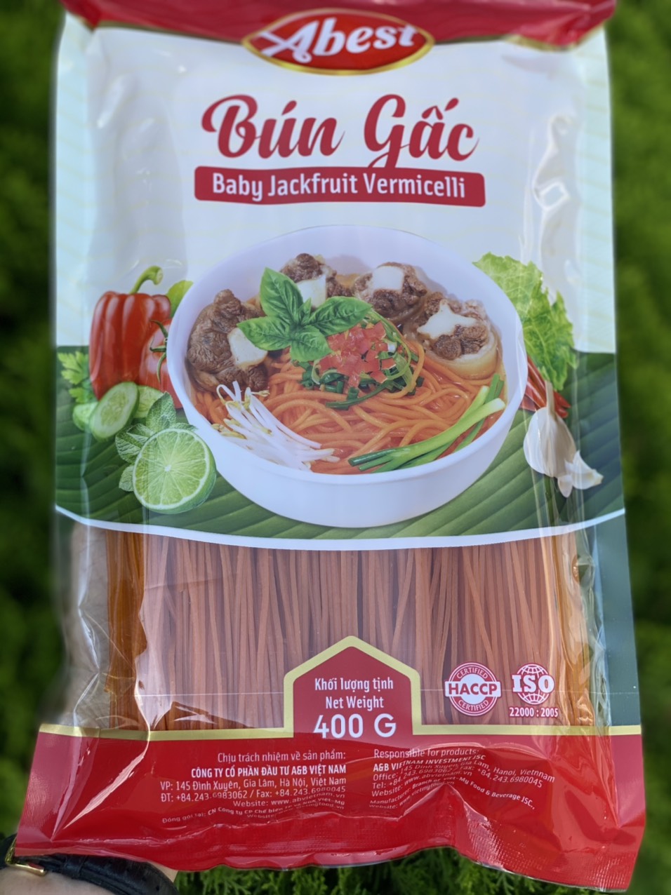 Bún gấc ABEST / Khối lượng 400G / Bún khô hữu cơ /Làm từ gấc nếp  cao bằng