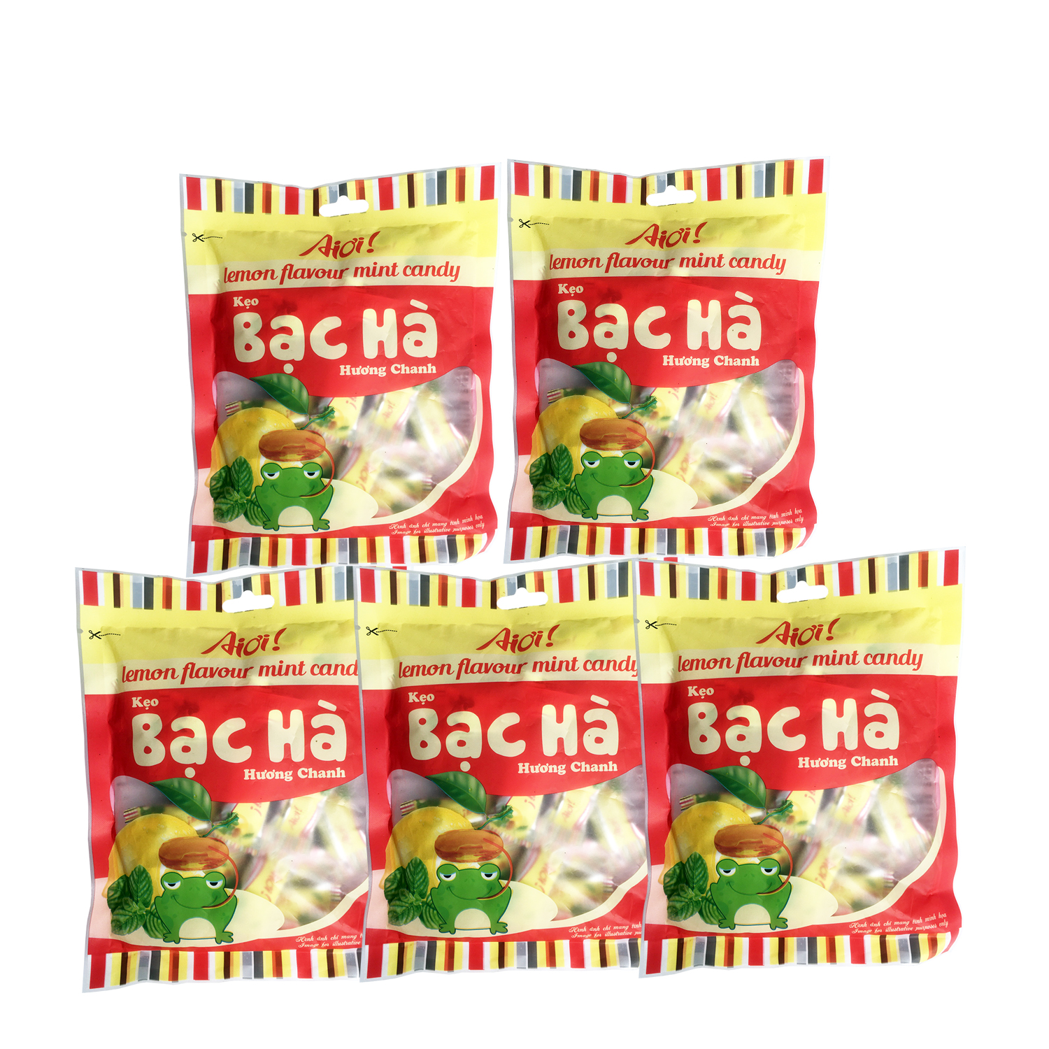 Combo 5 gói kẹo Ai Ơi! Bạc Hà Hương Chanh Túi 85 grams