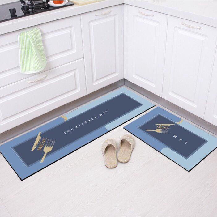 BỘ 2 TẤM THẢM NHÀ BẾP HÌNH CHỮ NHẬT KÍCH CỠ 120*40CM VÀ 60*40CM NHIỀU MÀU ĐẸP SANG TRỌNG, CHẤT LIỆU SILICON SIÊU THẤM HÚT NƯỚC, ĐẾ CAO SU CHỐNG TRƠN TRƯỢT - HÀNG LOẠI 1