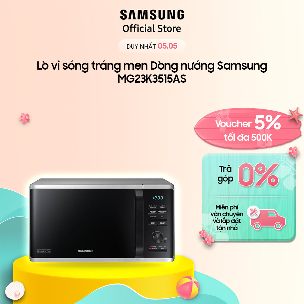 Lò vi sóng tráng men Dòng nướng Samsung MG23K3515AS - Hàng chính hãng