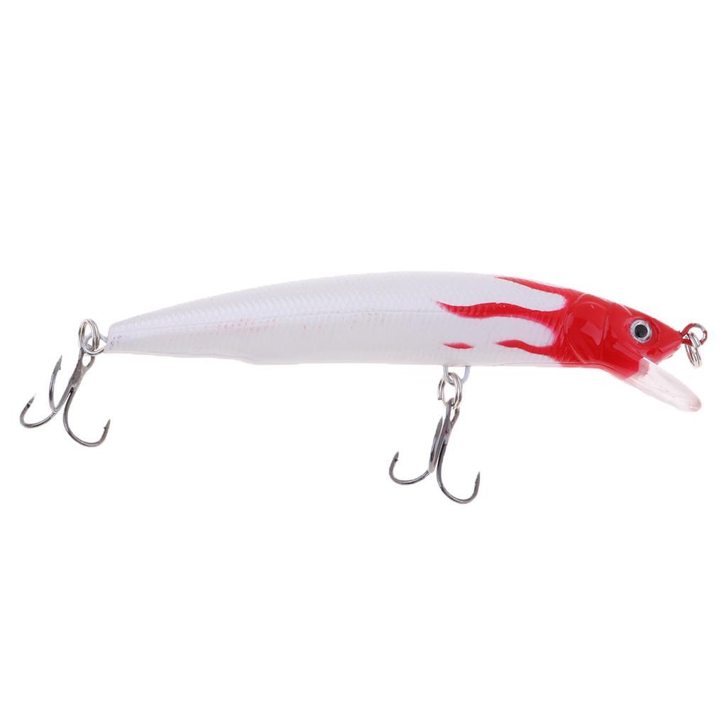 Premium Minnow Fishing Bait Hard Artificial Lure Crankbait Rigs with 2 Sharpe Anti-rust Treble Hooks
