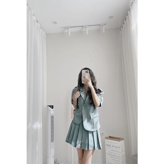 Set vest lệch áo + cv xếp li by samhyewear