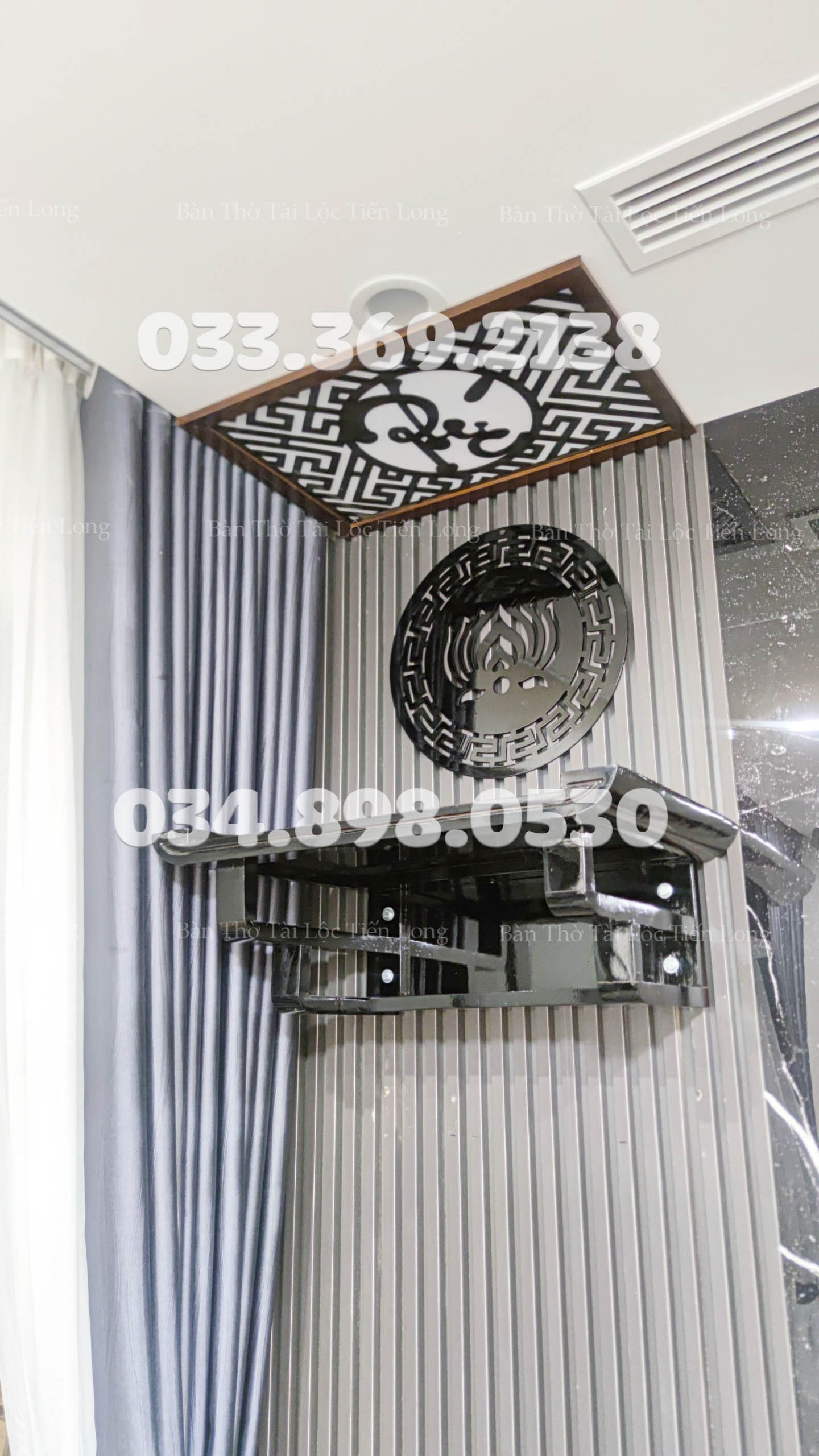 Bàn thờ treo gỗ sồi 69cm full bộ 3 món