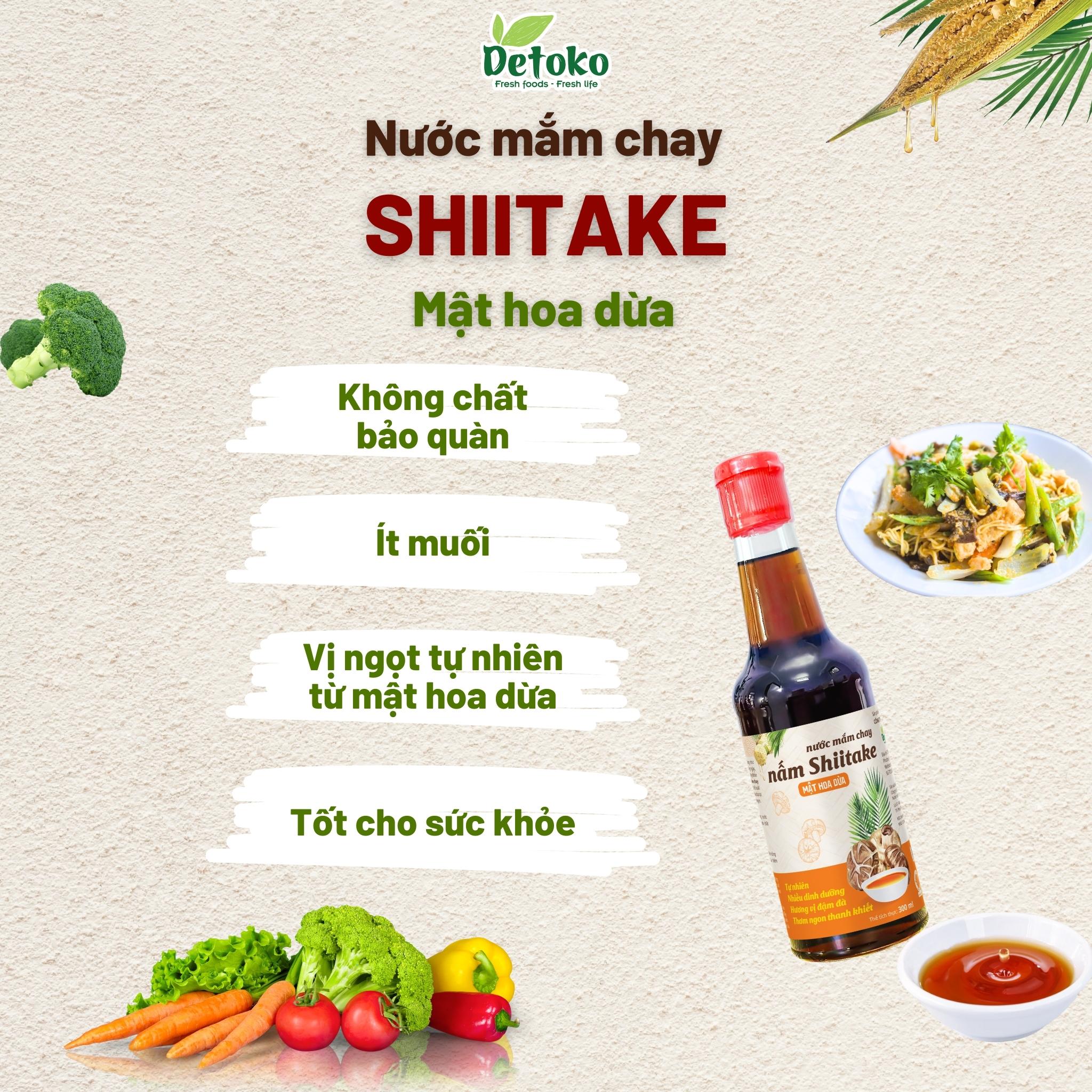 Nước mắm chay nấm Shiitake mật hoa dừa 300ml - Detoko