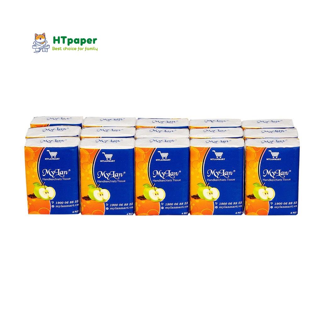 Khăn Giấy Bỏ Túi Cao Cấp Mylan Quả Táo 1 lốc x 15 gói x 4 lớp - HTpaper