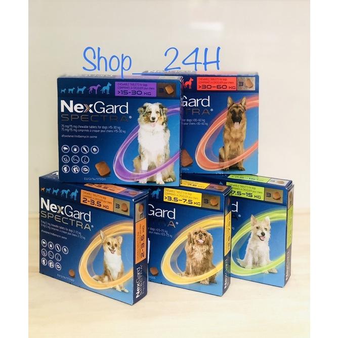 Hộp (3 viên) NEXGARD SPECTRA hết sạch ve rận bọ chét, ghẻ và các loại giun Chó