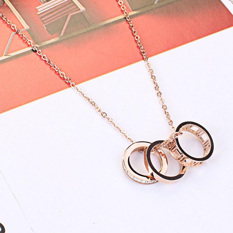 Dây Chuyền Nữ Mặt 3 Vòng Tròn Titan Không Đen Không Gỉ
