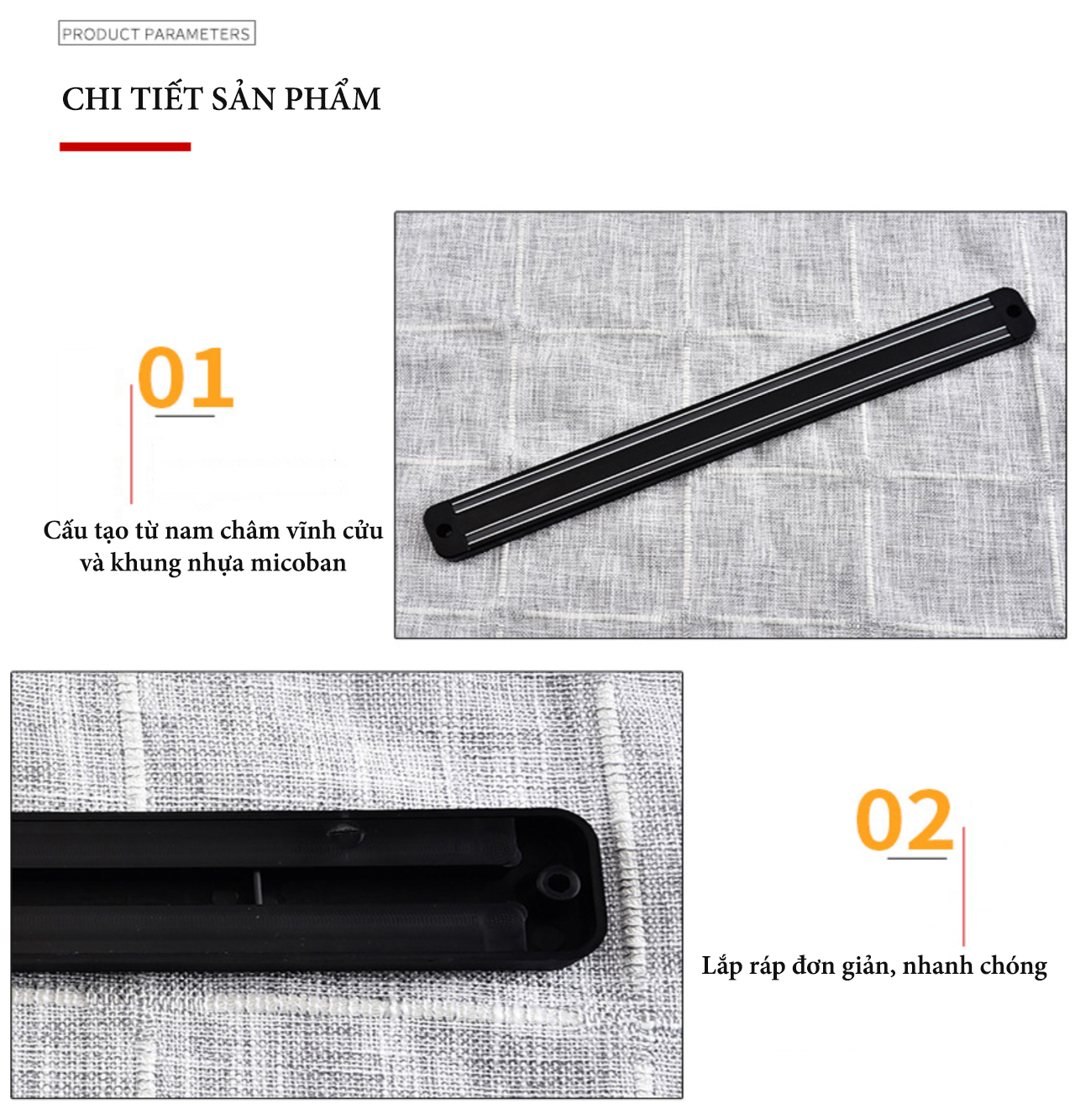 Thanh nam châm cài dao kéo bắt vít, dụng cụ xếp gọn dao kéo, thanh nam châm hít từ tính, kệ đựng dao kéo, kệ đựng dao kéo treo tường
