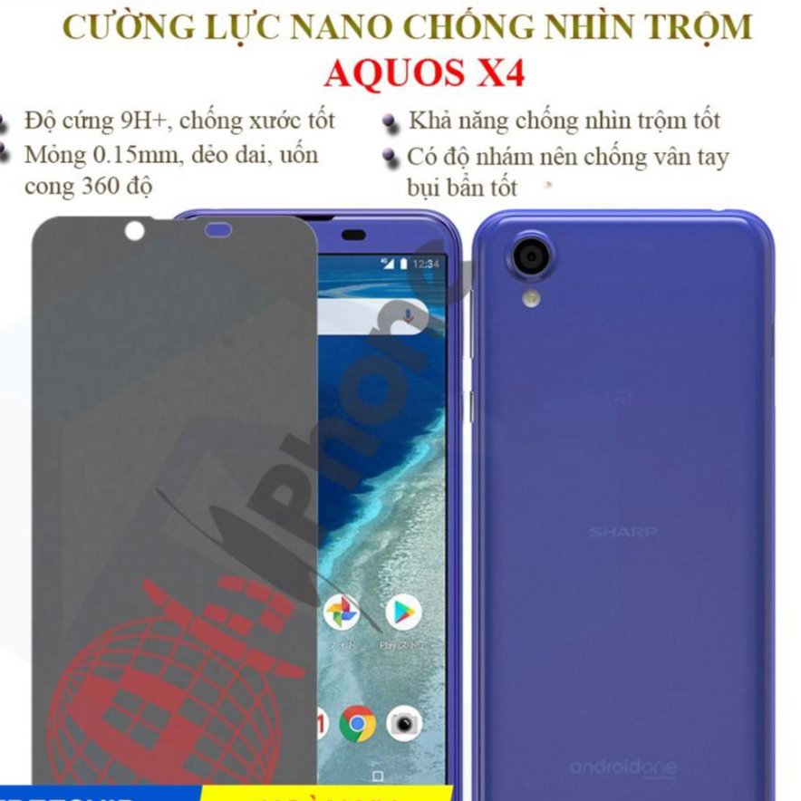 Dán chống nhìn trộm dành cho Aquos X4 - Dán cường lực dẻo nano