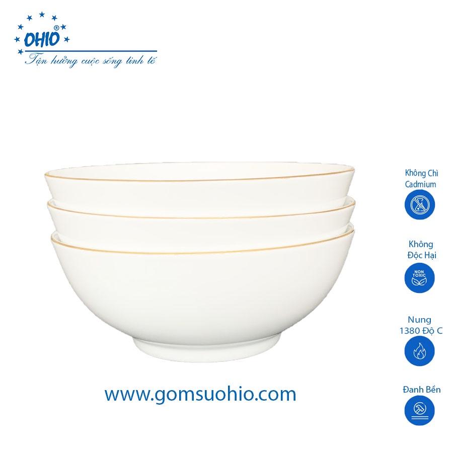 Tô Khum 18cm Sứ Trắng Viền Kim OHIO