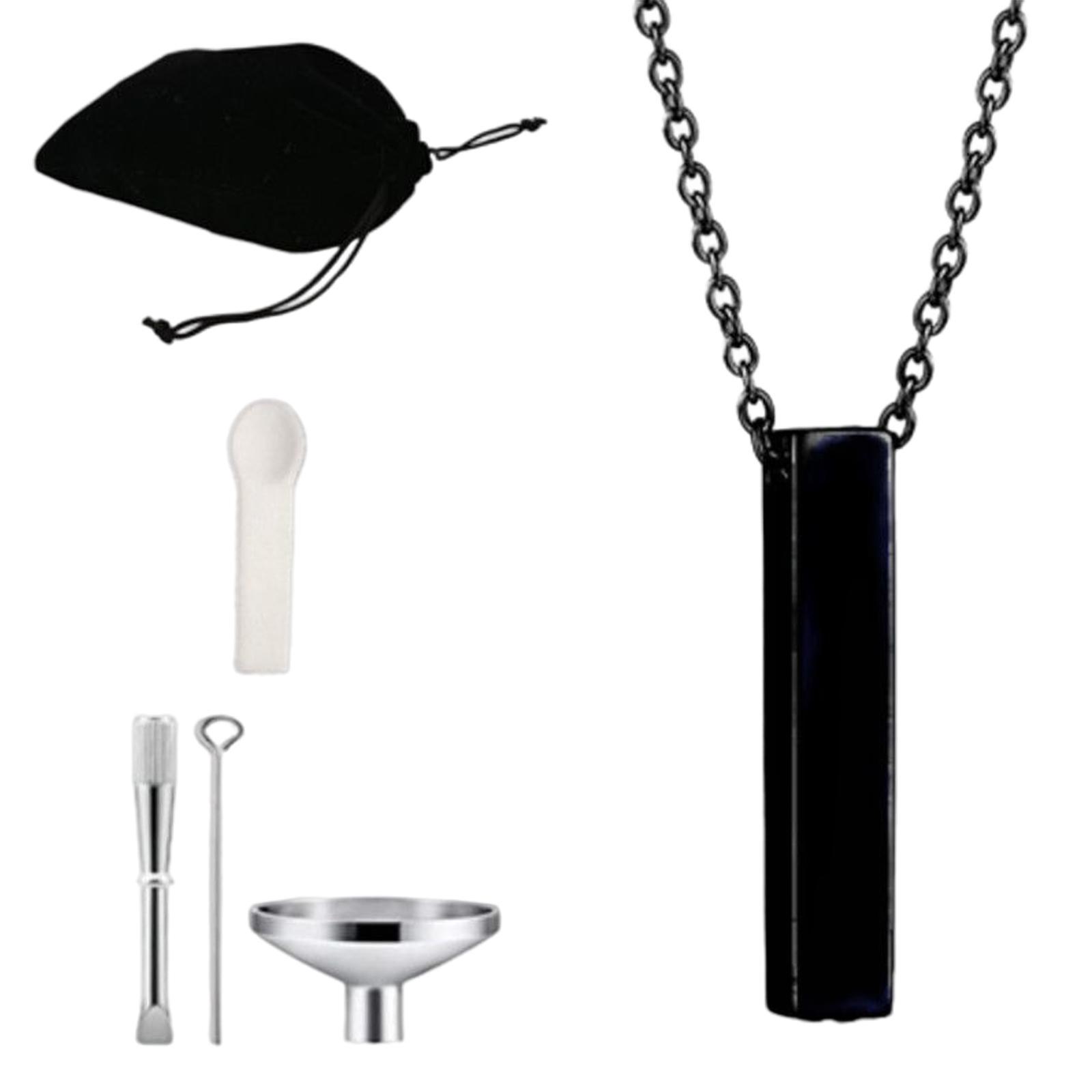 Cremation Urn Necklace for  Manmade Locket Pendant Charm Jewelry Gift Black